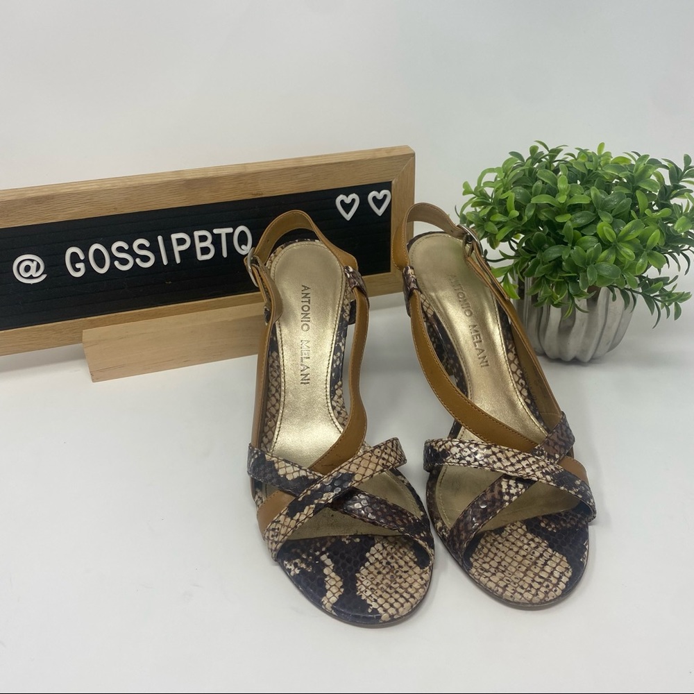 Antonio Melani Snakeskin Print Catwalk Sling Pumps in Original Box Size 6